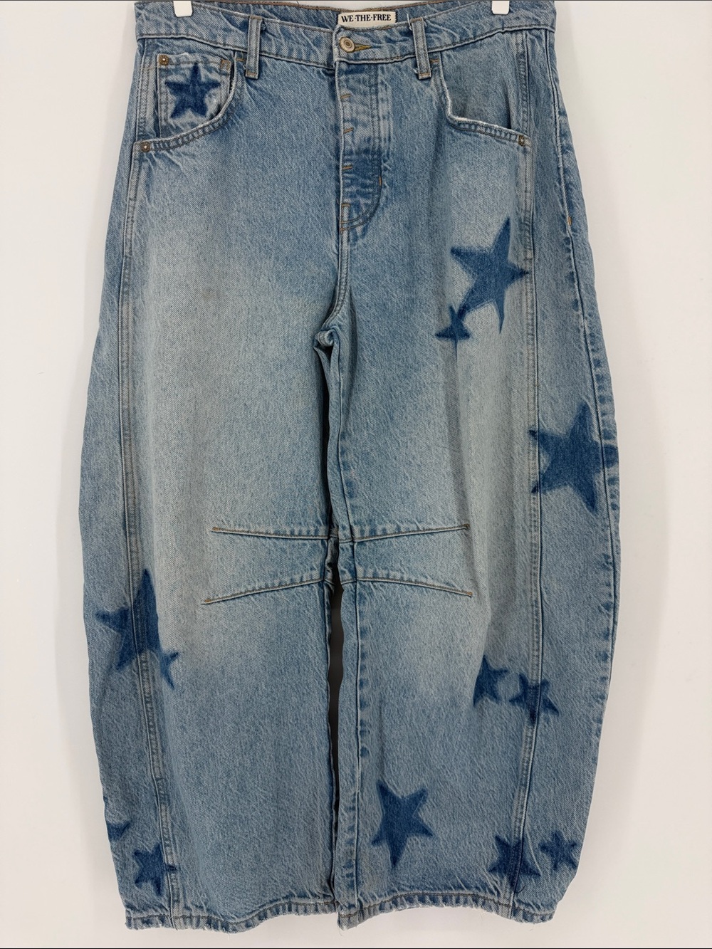 Free People We The Free RARE Shadow Star Good Luck Barrel Jeans Size 29